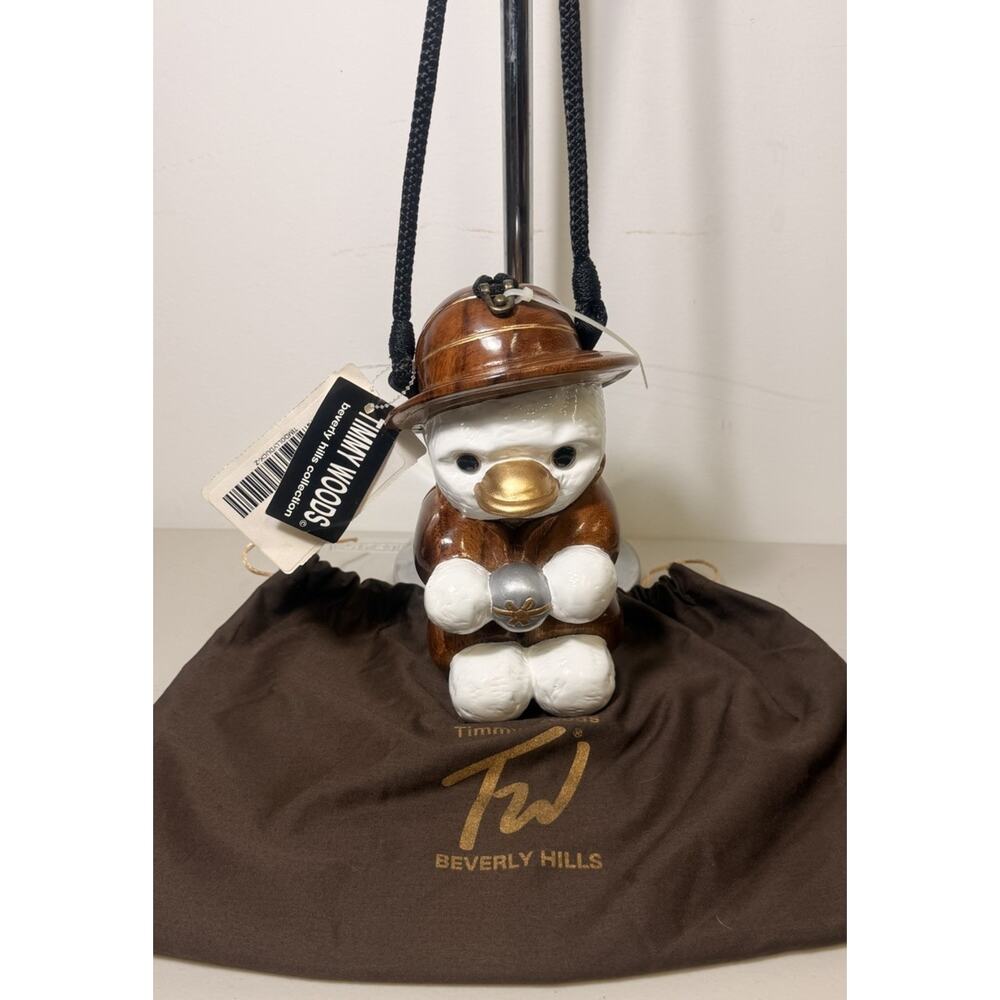 NWT ULTRA RARE Timmy Woods Beverly Hills Dolly Duck Z Wooden Purse with Dust Bag - Picture 2 of 16